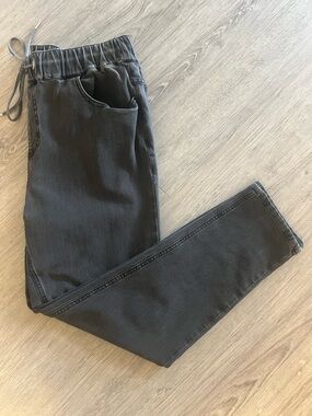 French Connection Washed Black Drawstring Elastic Waist Jogger Jeans Size 12